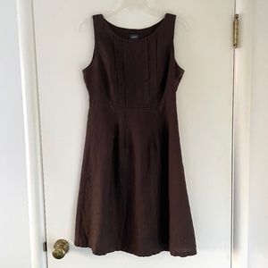 100% Linen brown shift dress Size 6